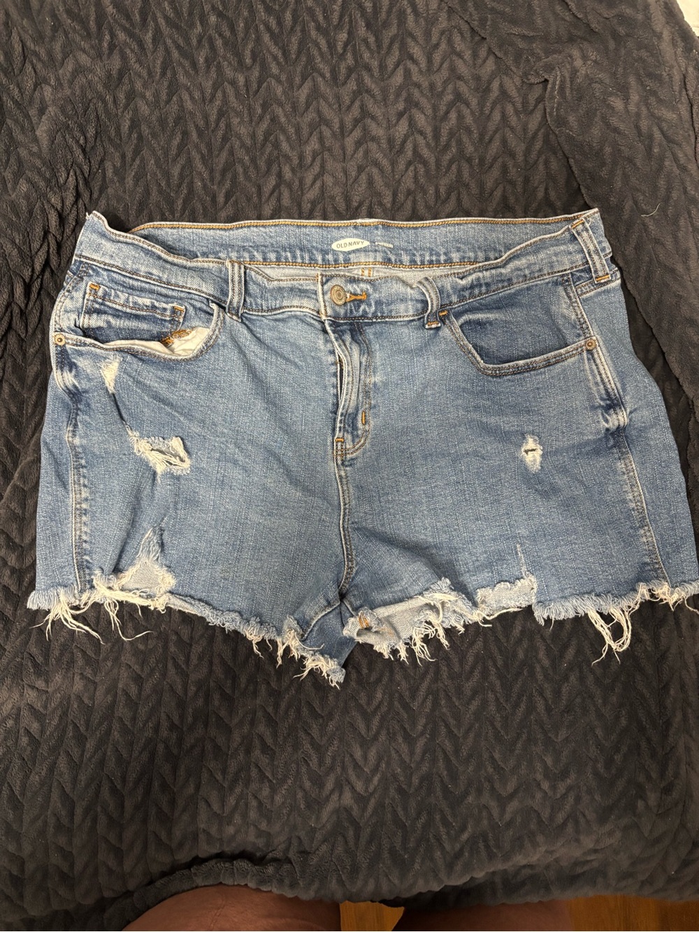 Old Navy Boyfriend Distressed Blue Denim Cutoff Shorts